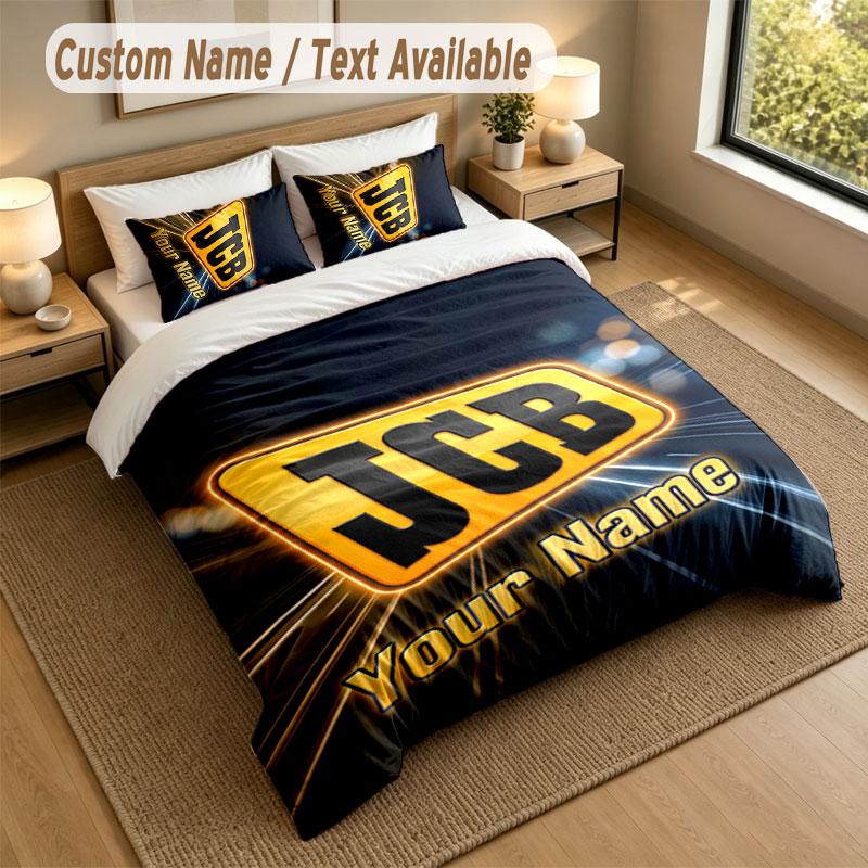 Bedding Set 1 Duvet Cover 2 Pillowcases JCB Print Soft Bed Linen Bedroom Decor
