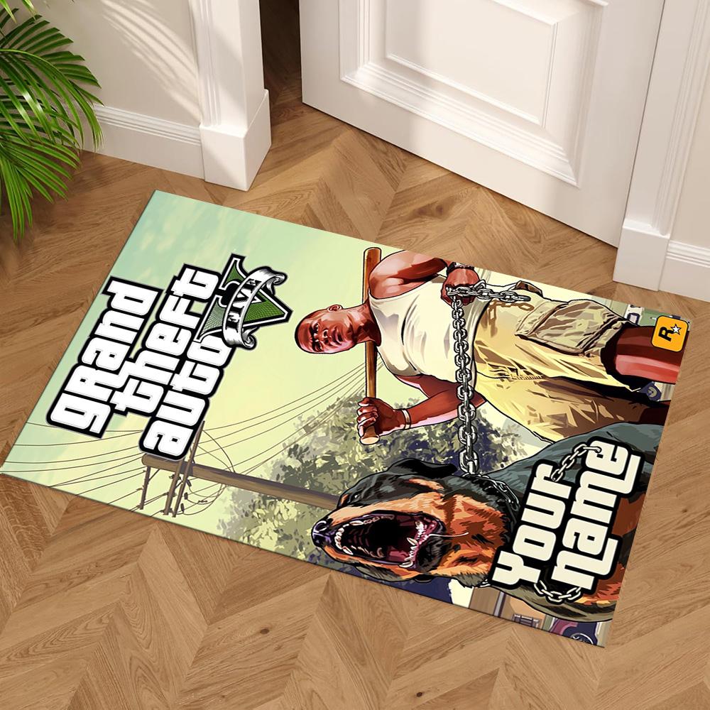Grand Theft Auto Customizable Name Floor Rug Office Rug Perfect for Playrooms Hallway Living Rooms Decorate room Antislip Carpet Decorate Offices