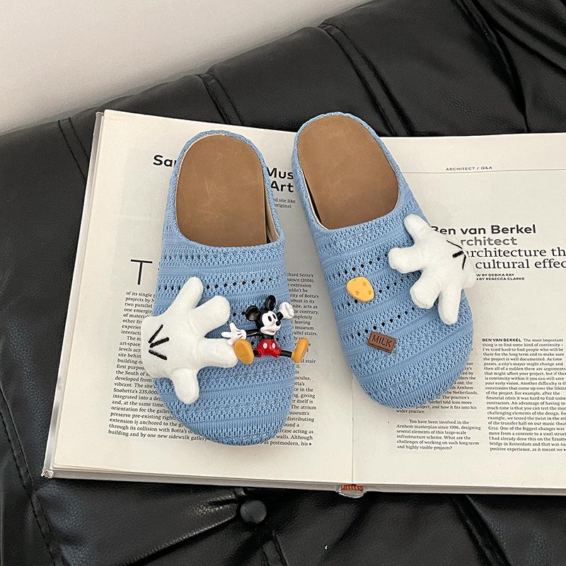 Sandali bassi casual retrò carini anime cartone animato Mickey Baotou drag moda estiva versatili da indossare pantofole fresche