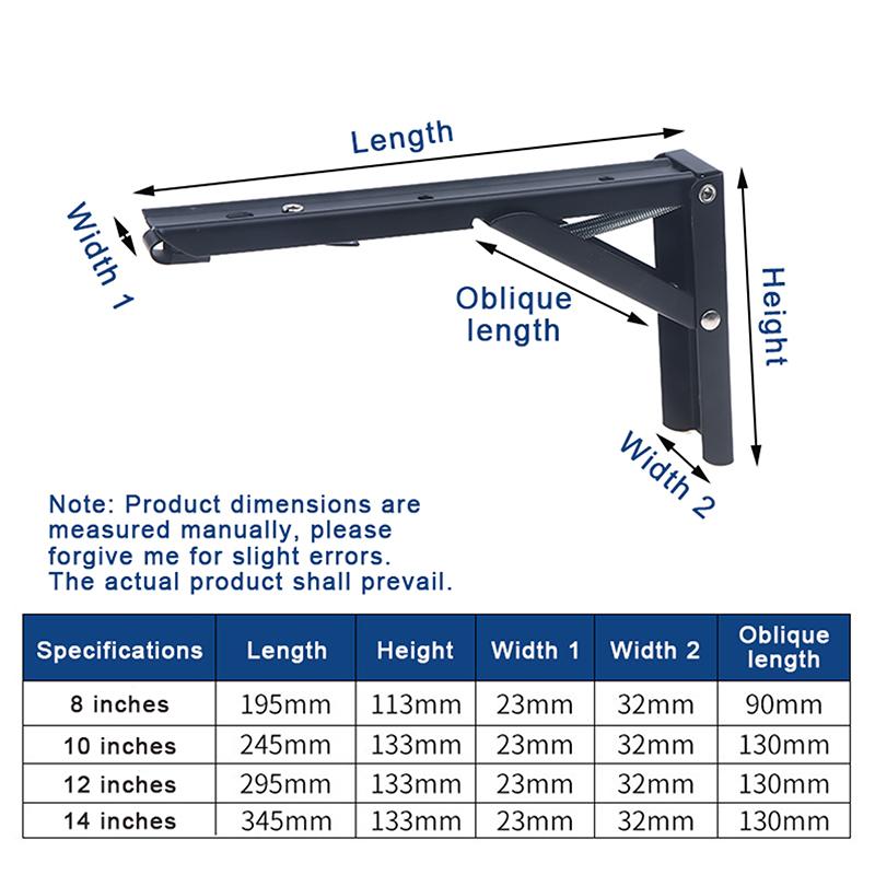 8"-14" Folding Shelf Bracket Heavy Duty Collapsible Shelf Holder Hardware For Table Work RV Car Saving Space