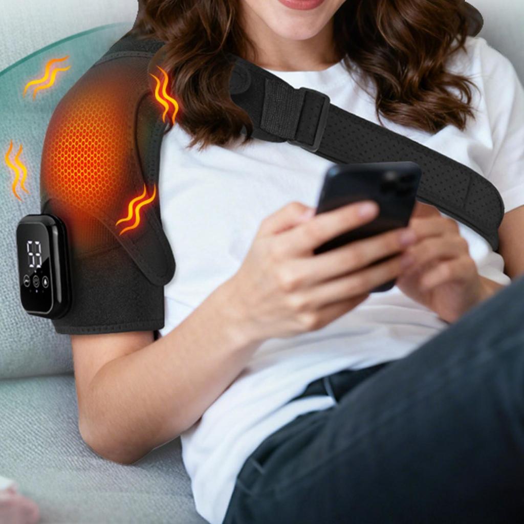 Heated Vibrating Shoulder Massage Pad Rechargeable with