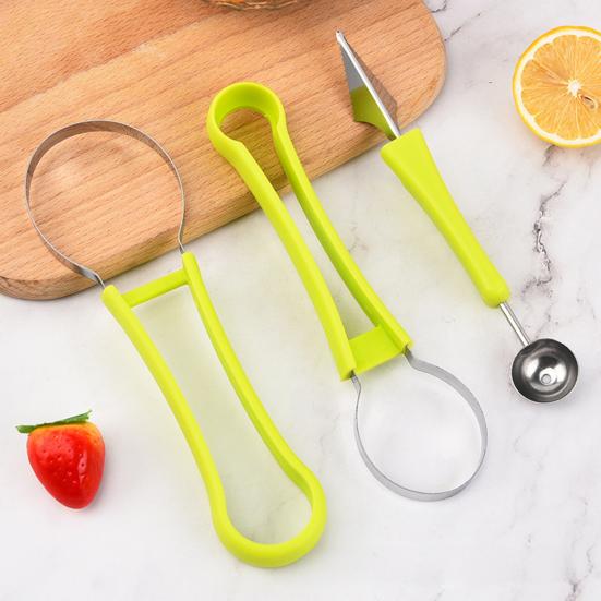 Edelstahl Fruchtkugelausstecher 4-in-1 Melonenkugelausstecher Schnitzwerkzeuge für Wassermelone Cantaloupe Spülmaschinenfest Küchenhelfer
