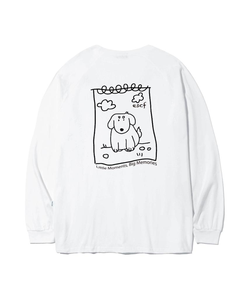 ESCAPEFROM Sketch Long Puppy Print Long Sleeve White