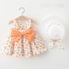 Kinder Kleid Frühling Sommer Schlinge Kinder Kleidung Baby Mädchen Kleidung Druck Ärmelloses A-linie Plissee Blumen Kleid Mädchen