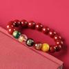 Cinnabar Five Gods of Wealth Bracelet - Luck-Changing Hand String with Purple Gold Sand Beads for Men and Women