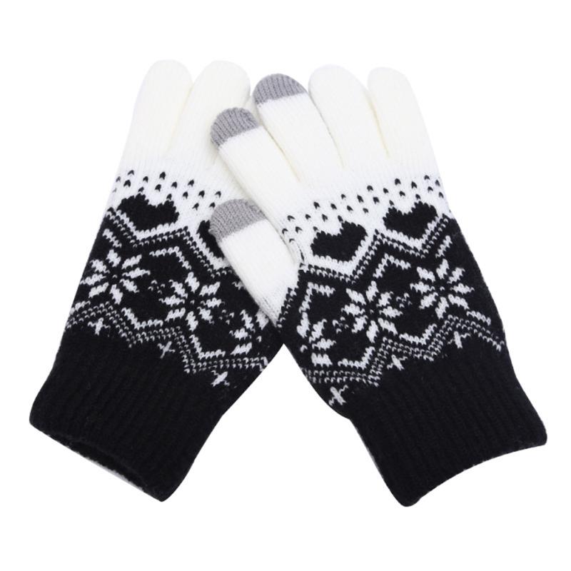 Stylisn Winter Plush Knitted Gloves Warm Thicken Touch Screen Telefingers Mittens for Outdoor