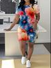 Butterfly European and American Women's Clothing Coconut Tree Printing T-Shirt Shorts Set Sports Suit