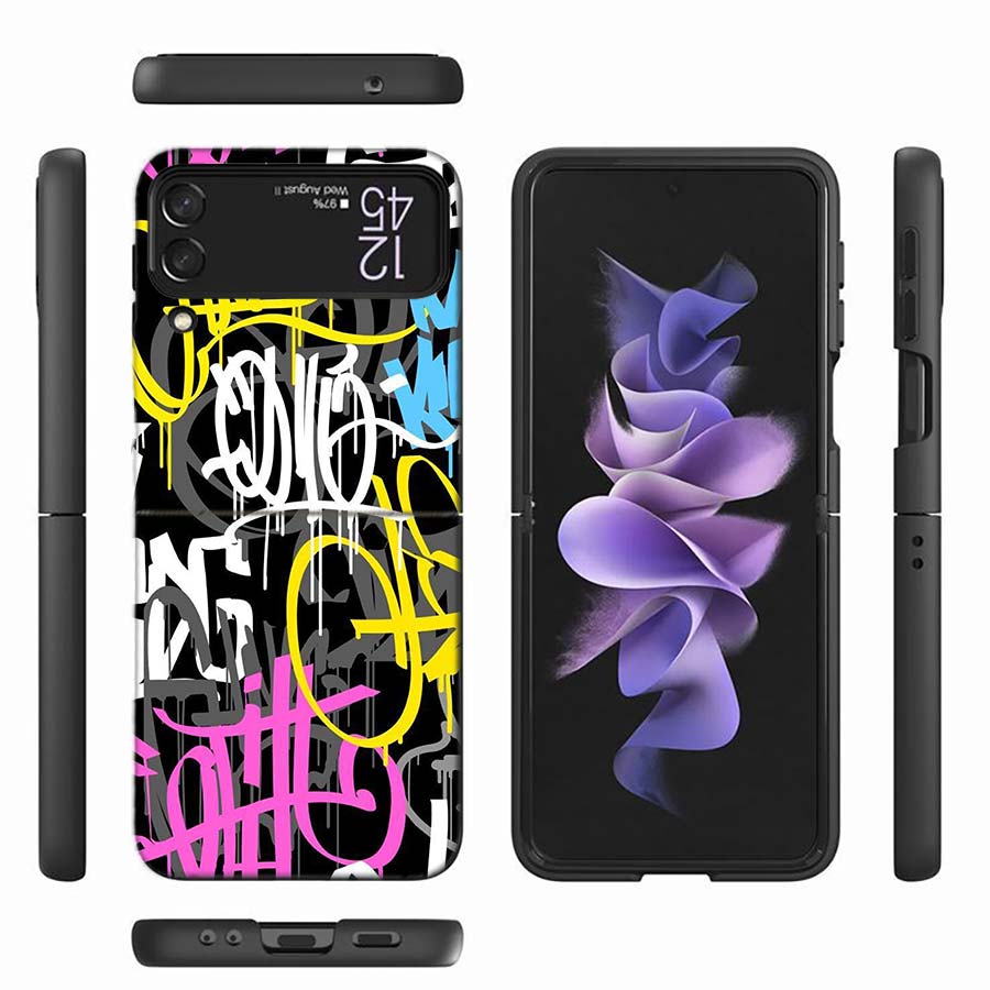 

Graffiti Phone Case For Samsung Z Flip 6 7 5G Z Flip 5 Galaxy Z Flip 3 4 5G ZFlip Shockproof Hard Cover TPU PC Coque Capa Soft Galaxy Z Flip 5 5G