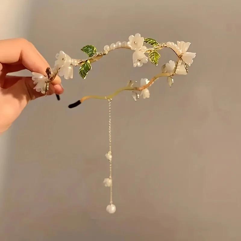 

1 шт. повязка на голову с искусственным жемчугом Convallaria, женские праздничные аксессуары для волос, аксессуары для волос, подходит для праздничного повседневного использования, т