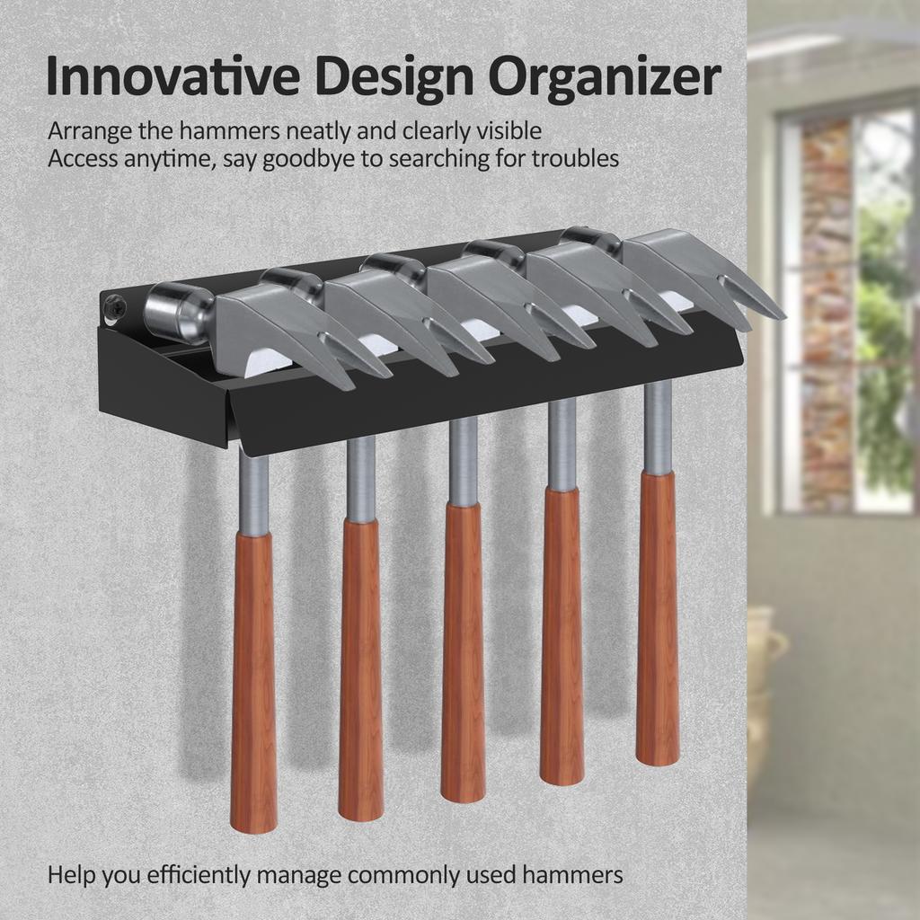 Heavy Duty Steel Hammer Rack Organizer Wall Mounted Bracket for Garage For Workshop Shed Tool Storage Space Efficient Storage