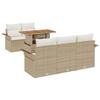 VidaXL Ensemble de canapés de jardin 6 pièces avec coussins Beige Poly Rotin Acacia 3349273
