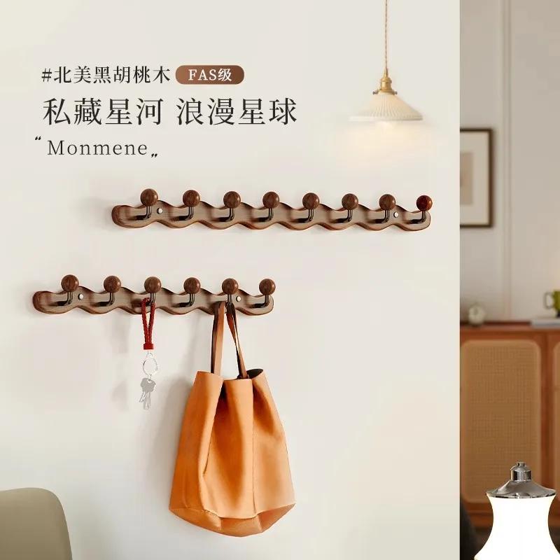 Solid wood clothes hook, entrance foyer, entrance door, creative clothes and hat hook, no need to drill holes, wall mounted