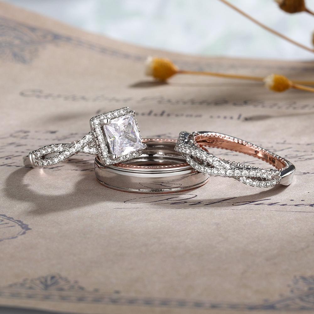 Trendy Wedding Set Rings for Women Luxury Stackable Lady Finger Jewelry Accessories Valentine's Day Gift  Men Rings