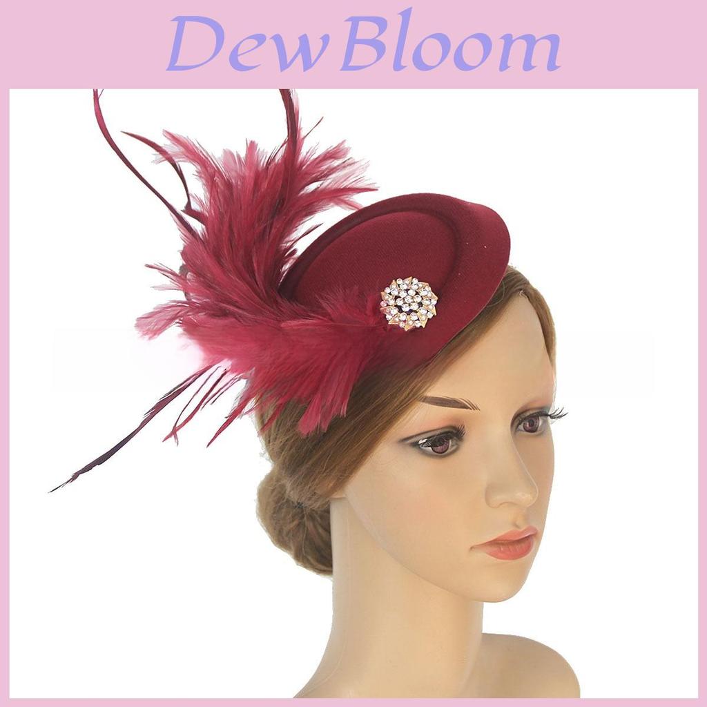 Vintage Bridal Hat With Feather Decor For Wedding And Cosplay