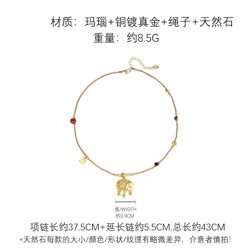 Новая китайская посеребренная настоящим золотом благословенная подвеска-слон на цепочке, национальный стиль, легкая роскошь, высококачественная цепочка для свитера, нишевые универсальные украшения