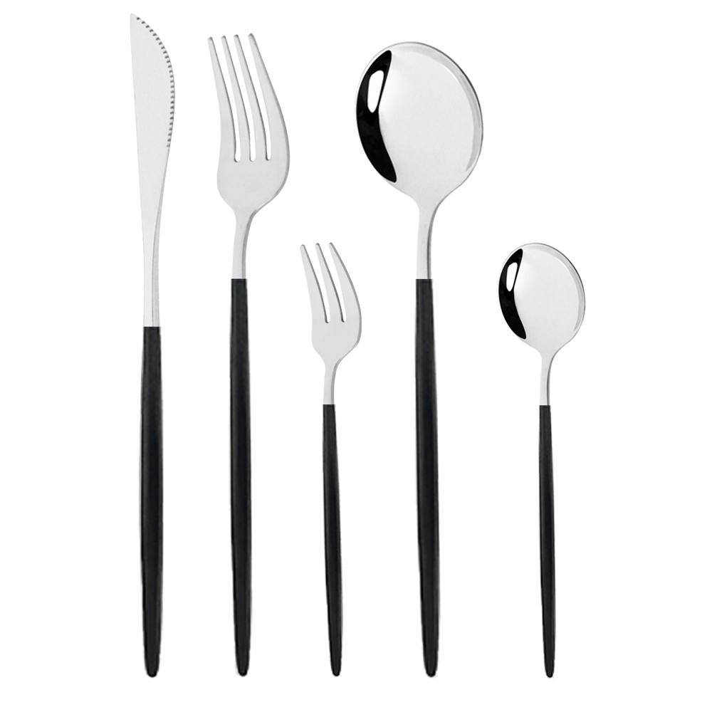 5Pcs Red Gold Cutlery Set Stainless Steel Food Tableware Set Home Steak Knife Fork Coffee Spoon Teaspoon Upscale Dinnerware Set