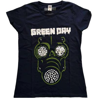 Koszulka Green Day Zielona Maska Logo Zespołu Oficjalna Damska Dopasowana Granatowa M