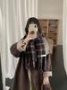 Korean Version Plaid Winter Scarf Women's Versatile Shawl with Tassel Outside To Keep Warm Scarf Versatile Ins Style