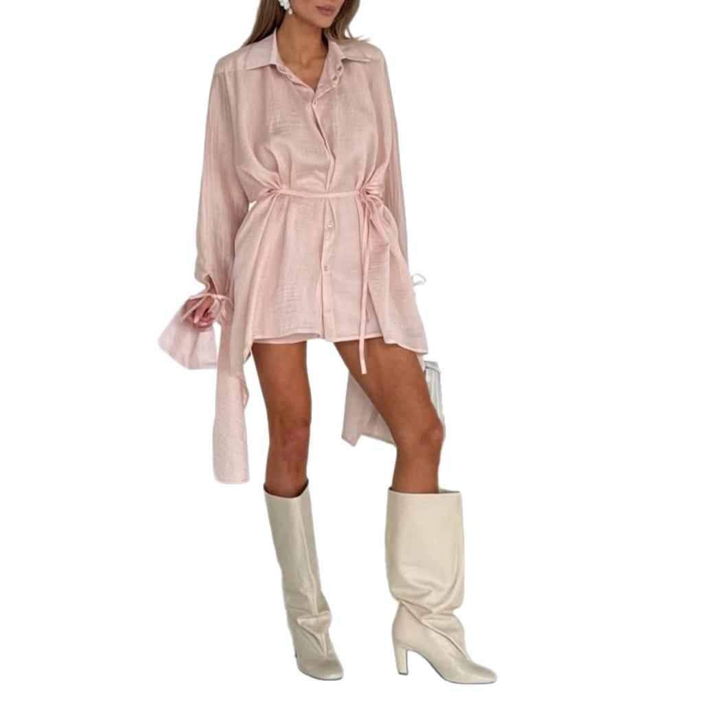Vestido de Verano 2025 para Mujer con Cuello Retro - Falda Corta Adelgazante