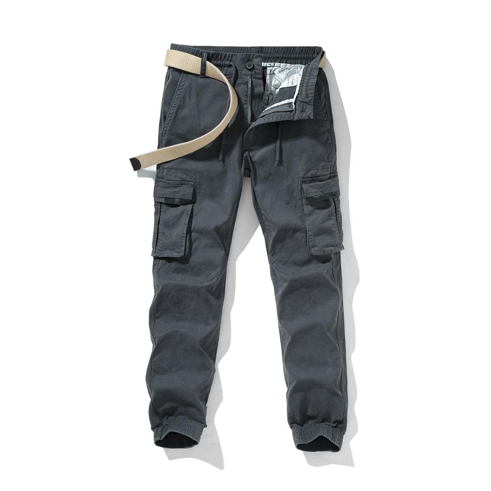 Spring and Autumn New Men's Joker Bundle Foot Wash Overalls Casual Pants Multi-bag Function Japanese Retro