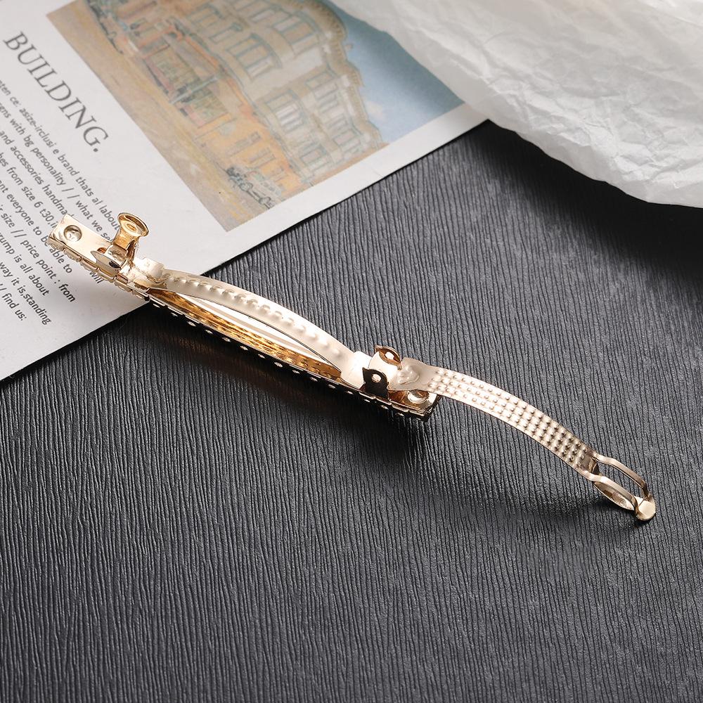 Korean Rhinestone Hair Accessories: Fashionable Double Row Spring Clip Duckbill Hairpin