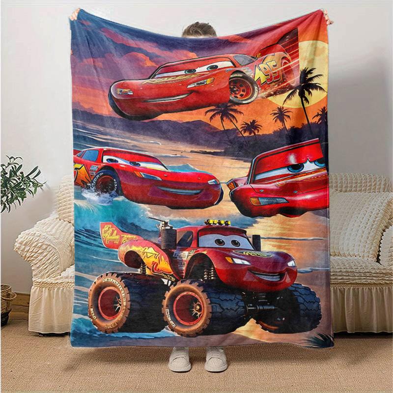 1pc Mcqueen Adventure Flannel Blanket Soft Warm Throw Blanket for Bedroom Living Room Bed Travel Camping Picnic Gift. M730054