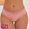 3Pcs/Set Sexy Lace Briefs Cotton Panties Women's Fashion 7 Solid Color Comfortable Briefs Low Waist Underpants Stretch Underwear