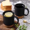 Frosted Ceramic Coffee Mug Cork Bottom Lead Free 400ml Milk Water Cup for Travel Hiking Outdoor Activity