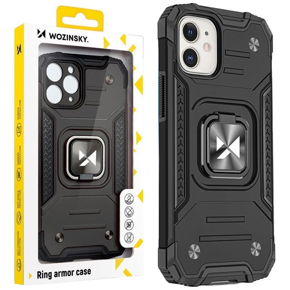 Wozinsky Ring Armor Etui Iphone 14 Plus Pancerny Hybrydowy Pokrowiec + Magnetyczny Uchwyt Czarny