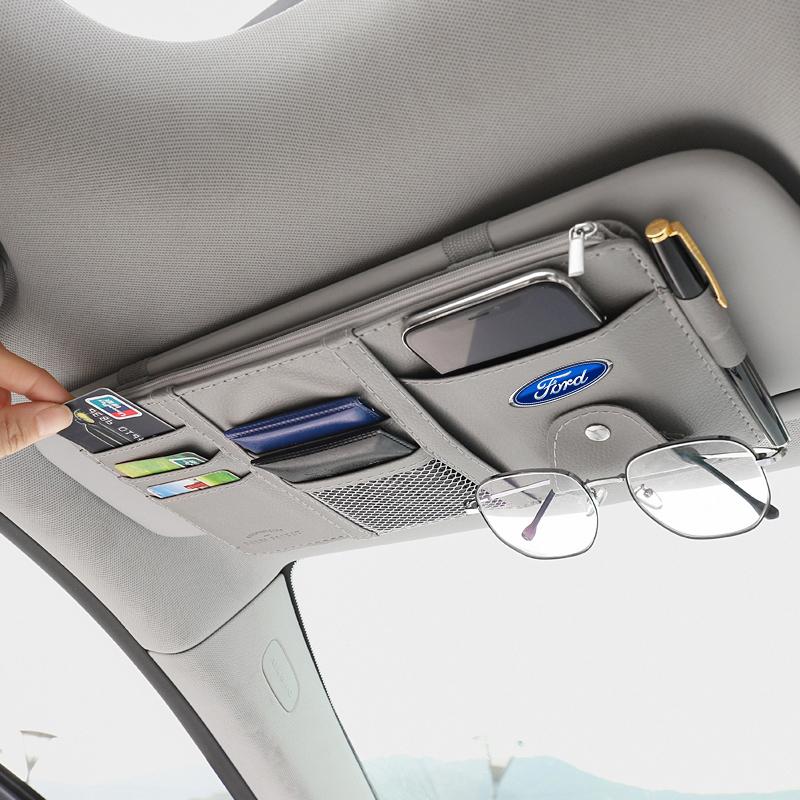 Car Sun Visor Point Type Multi-function Storage Bag Car Accessories For Ford Focus Mondeo Kuga Fiesta MK7 Escort Explorer Edge 2 4 MK2 MK4