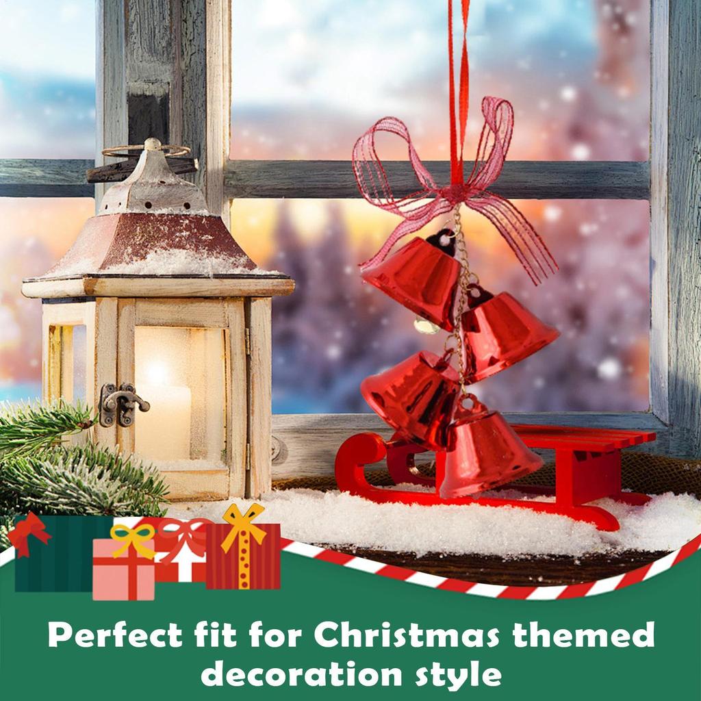 Christmas Bells For Door Metal Christmas Decoration Hangable Jingle Pendants With Bow For Wedding Party Home Farmhouse Indoor