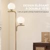 Floor Lamp, Double-Headed, 3 Light Temperatures, Glass Shade, Gold