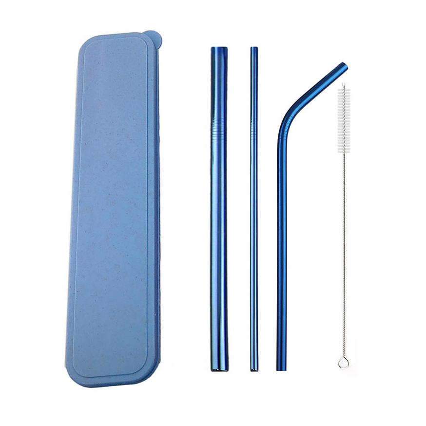 Bar Accessories Reusable Drinking Straw Set With Cleaner Brush Portable Straw Set Stainless Steel Straw With Box