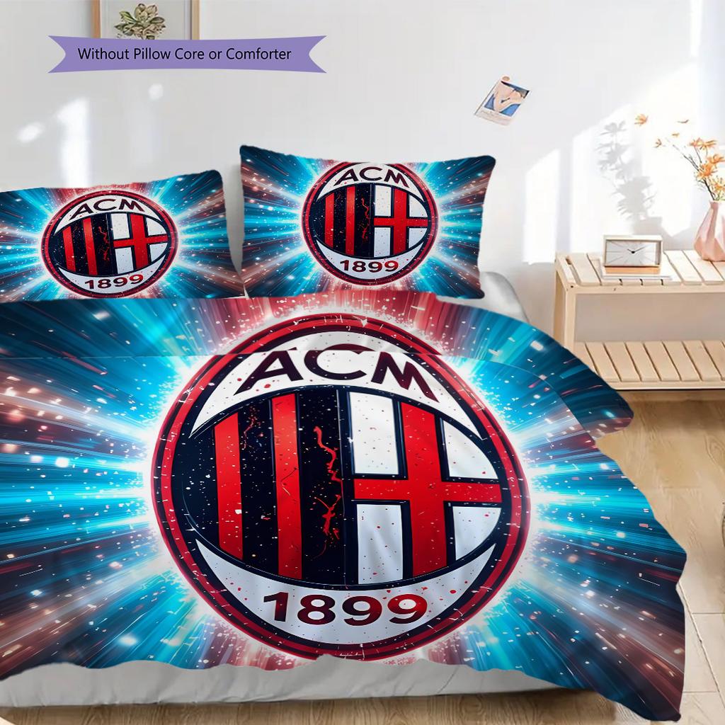 AC Milan Patronen Beddengoed Dekbed Set Dekbedovertrek Kussensloop Huisdecoratie Verjaardagscadeau (1 dekbedovertrek + 2 kussenslopen, zonder binnenkussen)