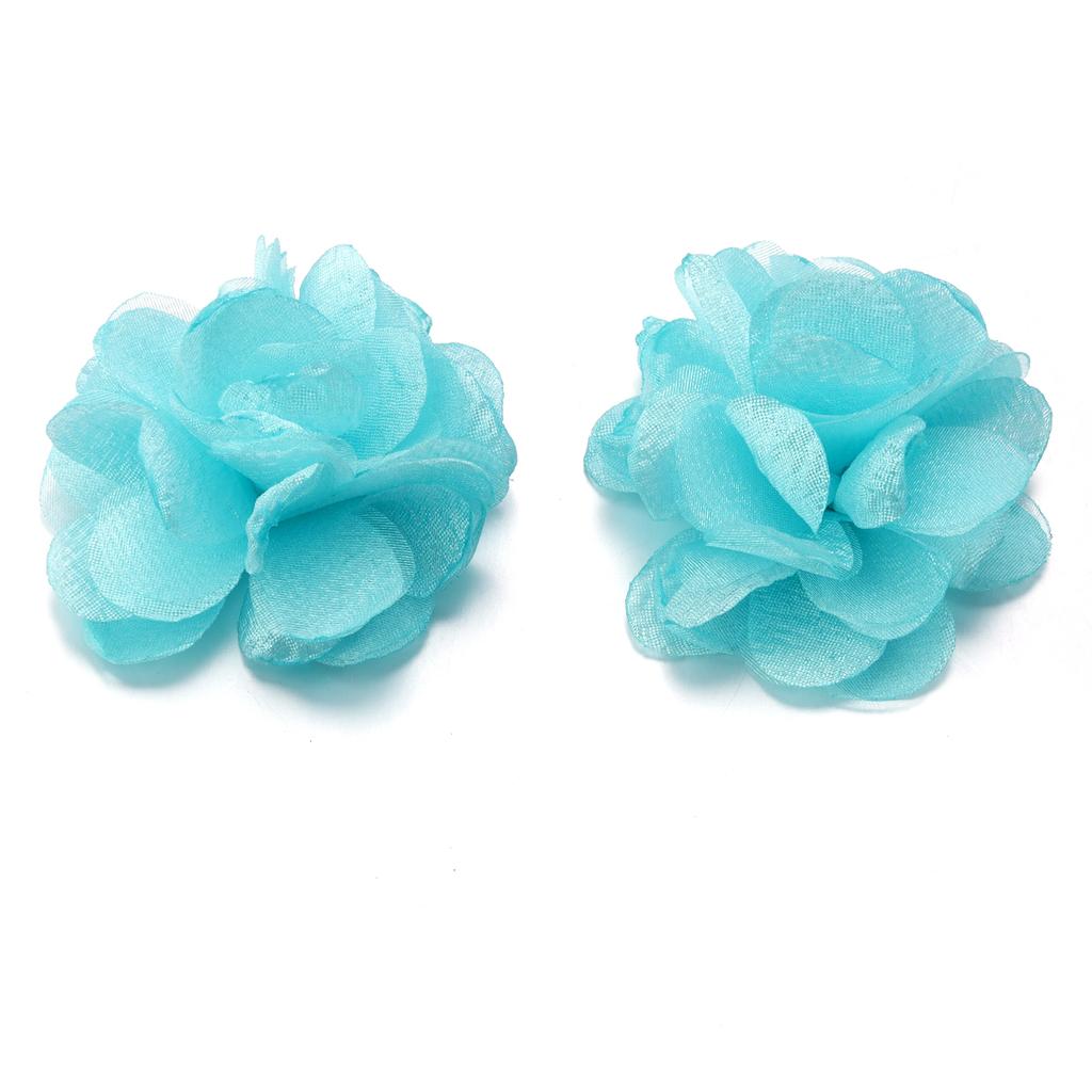 2pcs 5.5cm Chiffon Fabric Flowers Colorful Burnt Edge Artificial Flowers For Wedding Party DIY Handmade Clothing Headwear Decor