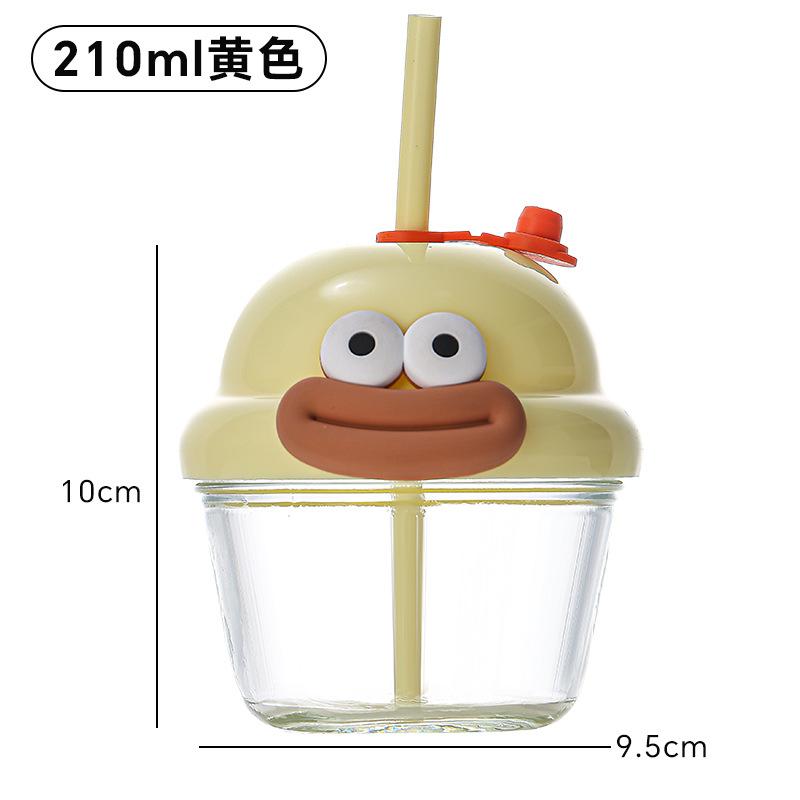 

2025 New 210ml Travel Drink Bottle Trendy Pink/Green/Blue/Yellow Glass Mug Outdoor Travel Cup Small Exquisite Cartoon Cup 210ml жёлтый
