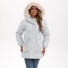 Parka lungă de iarnă pentru femei, în stil european și american, cu căptușeală din lână polară și guler mare de blană