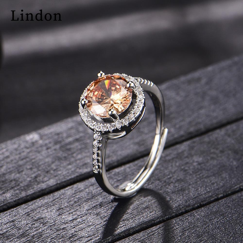 Lindon Classic Copper Alloy Zircon Ring Ladies Jewelry Wedding Promise Party Gift