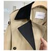 Splicing Contrasting Colors Popular Medium and Long Trench Coats Women's Autumn Clothes New Waist and Thin Coats