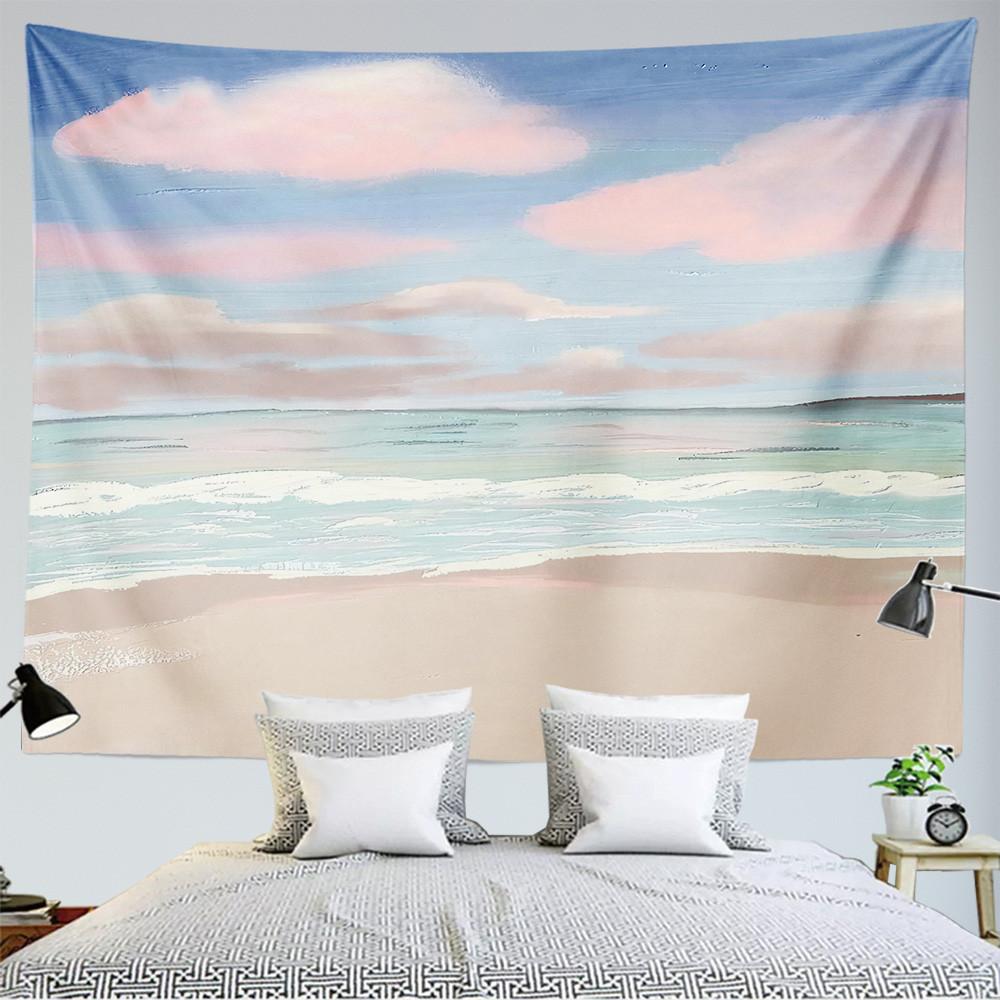 Oil painting landscape tapestry moon cloud wall hanging Kawaii room hippie land girl bedroom aesthetic tapestry decoration