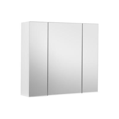 Bathroom Wall Cabinet, Cupboard with Mirror, 3-Door Storage Cabinet, 60 X 15 X 55 Cm, with Adjustable Shelf, Modern, White