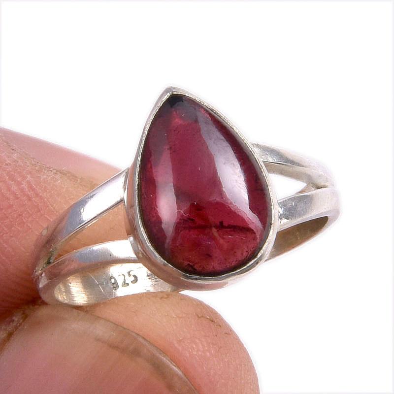 

Natural Garnet Gemstone Handmade 925 Solid Sterling Silver Gift Ring S.7 m5L47