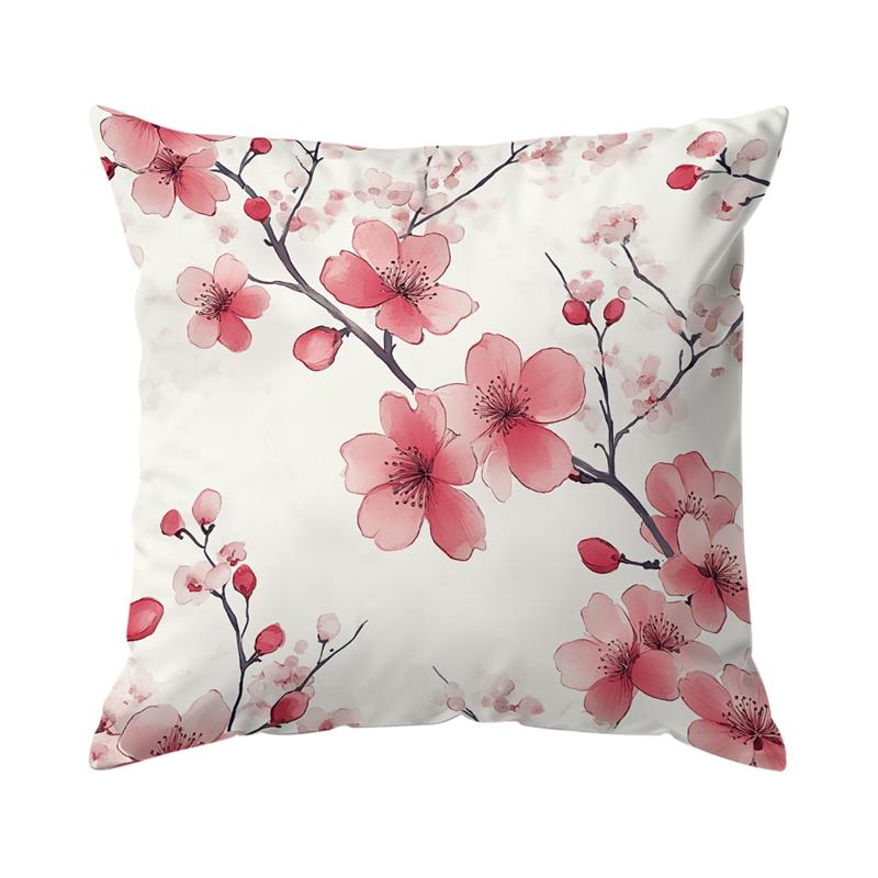 Pink White Cherry Blossom Cushion Pillowcase Printed Polyester 45x45cm Throw Pillowcover Decorative Sofa Bed Cushion Pillowslip