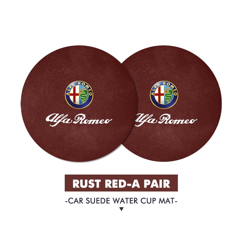 Car Stickers 2pcs Car Coaster Anti Slip Mat Water Cup Pad Accessories For Alfa Romeo GT Stelvio F1 Brera Volante Tonale Gloria D QA4