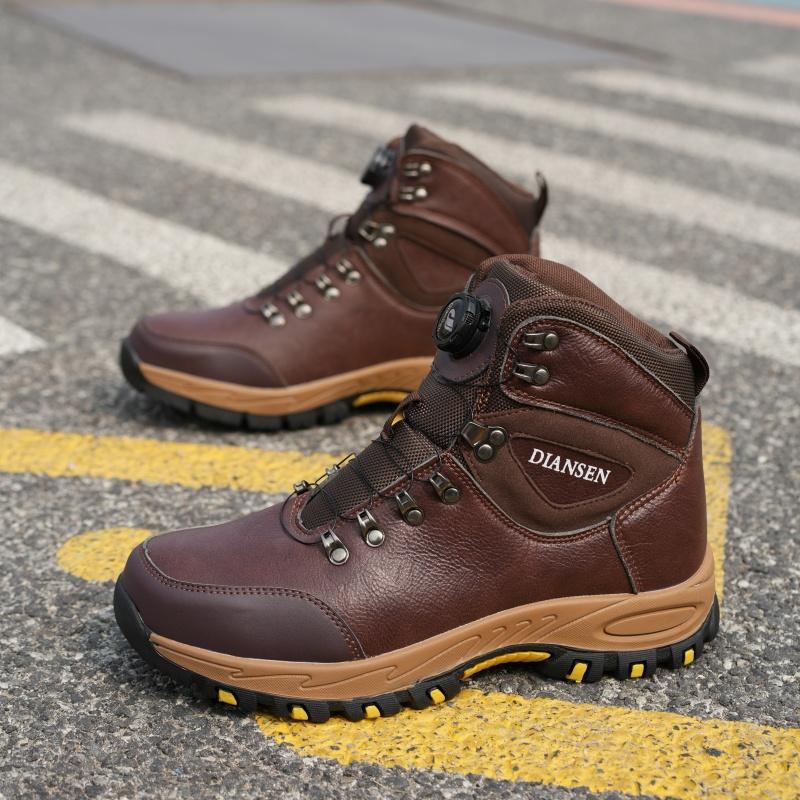 NEW Rotary Buckle Security Boots for Men Work Sneakers Leahter Non Slip Boots Steel Toe Shoes Safety Puncture-Proof Men Botas