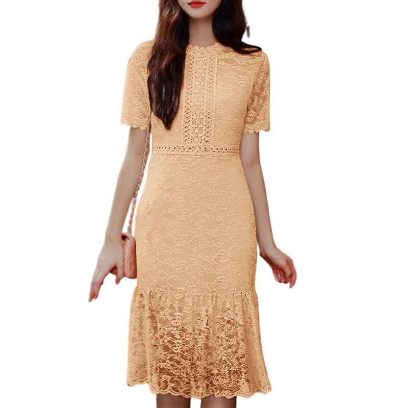 

ZANZEA Женское повседневное платье с круглым вырезом, короткими рукавами, кружевной вязкой крючком, вышивкой и пэчворком 5XL розовый