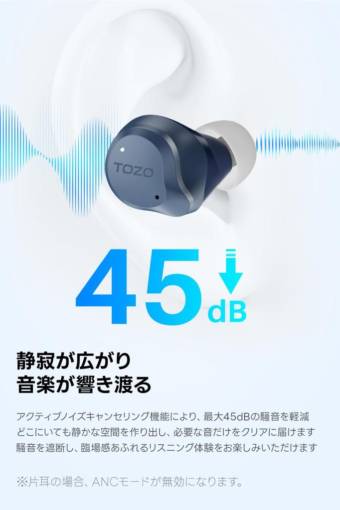 VGP 2026 Award Winner TOZO NC9 Bluetooth Wireless Earphones with 45dB Noise Compact and Warm Sound Custom App Ambient Sound AI Voice Meeting Custom