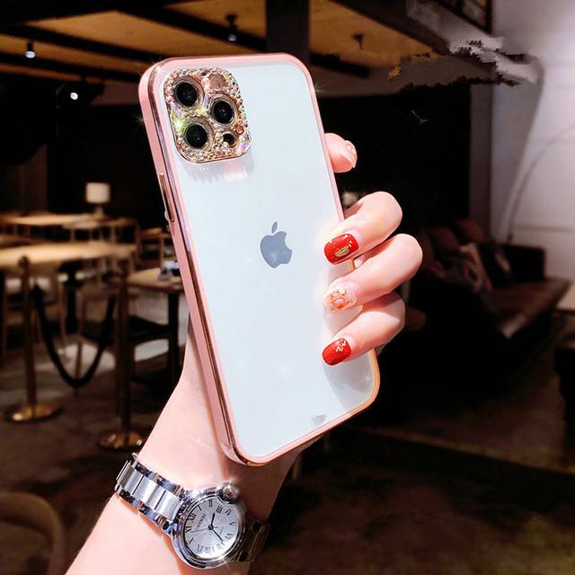 

Чохол для телефону з діамантовим блиском для Xiaomi note 10 pro Plating Transparent Cover On Mi 11 lite 10A 9C 9T Note 11 pro 11s poco X3 M3 Redmi 9C рожевий