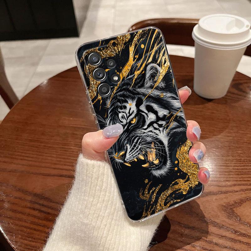 Tiger Animal Clear Soft Phone Case For Samsung Galaxy A56 A57 A37 A55 A54 A36 A35 A26 A25 A16 A17 A07 A52 A34 A73 A53 A21s Cover