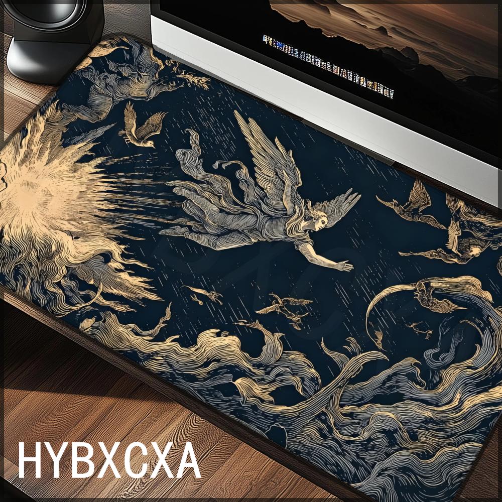 HYBXAXC Celestial Desk Mat Dark Angel Desk Pad Gothic Art Mouse Pad Gaming Desk Mat Mats Large XXL Gamer Mousepad 400X800X2MM